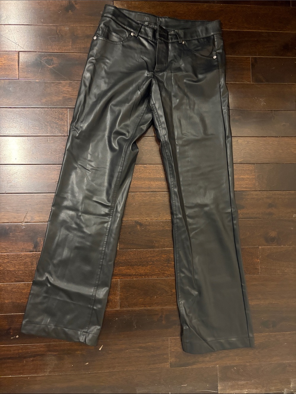 Zara Black Faux Leather Pants with Branded Tag
